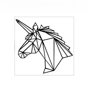 Detailed dimensions of geometric unicorn wall sticker showing 37cm height and 35cm width