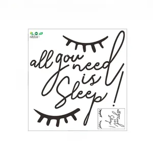 Detailed PVC wall decal layout showing all you need is sleep text and eyelash design