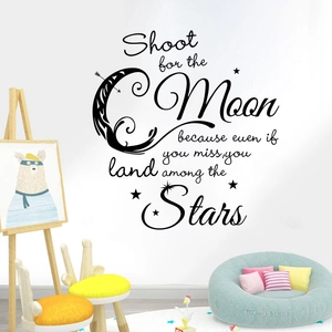 Sticker mural citations inspirantes avec lune et étoiles pour chambre d'enfants