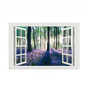 Detailed 56cm x 86cm forest lavender landscape 3D fake window sticker dimensions