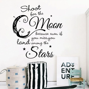 Stickers muraux inspirants Shoot for the Moon pour décoration de chambre d'enfant