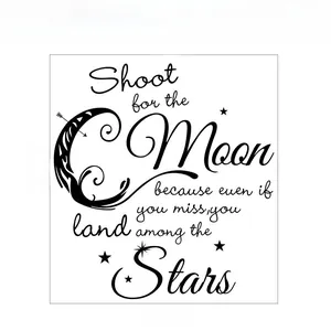 Détail du sticker mural Shoot for the Moon avec dimensions 56cm x 52,5cm en noir