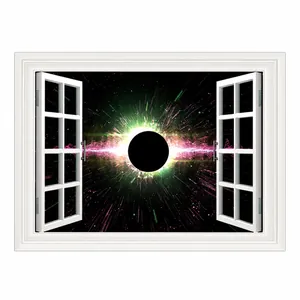 3D space black hole wall sticker with PVC self-adhesive material and 60x40cm size dimensions