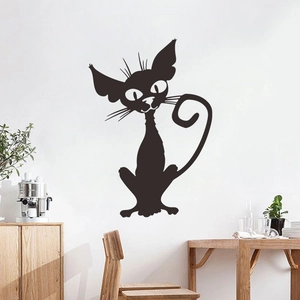 Halloween Scary Black Cat Wall Sticker PVC Removable DIY Wall Art Decal For Living Room Bedroom Halloween Decoration