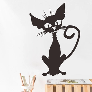 Minimalist black cat wall sticker made of PVC material for creative home wall decoration