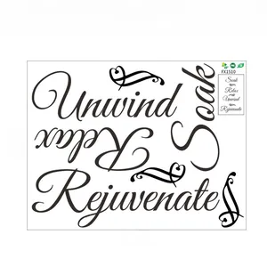 Dettagli del layout dell'adesivo murale Soak Relax con scritte eleganti, 49x40cm