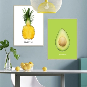 Minimalistische Wandaufkleber mit Ananas und Avocado für modernes Wohndekor-Design