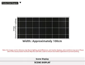 Detailed size chart showing 45cm by 100cm black checkered self-adhesive wallpaper for furniture