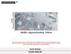 Detail of 3D embossed tulip window film with 100x45cm dimensions and rainbow effect