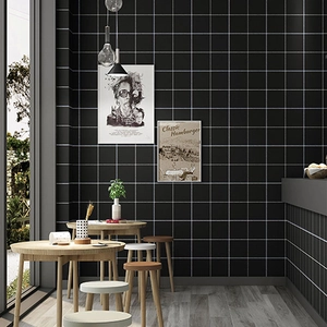 Modern black grid self-adhesive wallpaper for furniture renovation and wall decoration