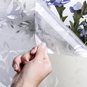 Privacy window film with 3D tulip floral pattern and static cling for easy glass application