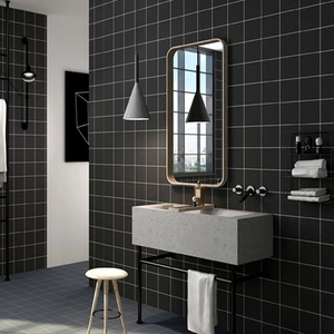 Modern black grid self-adhesive wallpaper for furniture and wall renovation in bathroom
