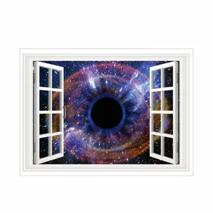 3D outer space wall sticker showing a window view of a nebula nebula galaxy, 54x38 cm size