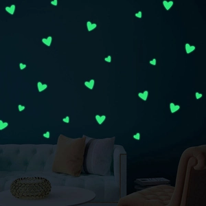 Glow In The Dark Heart Wall Stickers Luminous Heart Decals For Kids Room Bedroom DIY Wall Decor Fluorescent PVC Heart Stickers