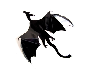 Detailed view of a 3D black dragon wall sticker with a polished glossy finish for home decor