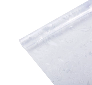 Detail view of colorful tulip floral pattern on static cling rainbow window film