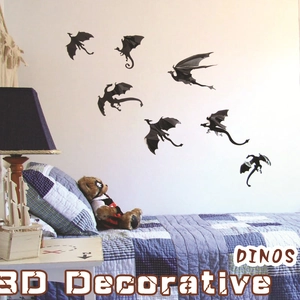 3D black dragon silhouette wall stickers set for children room and bedroom decoration