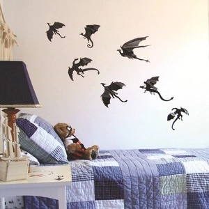 3D black dragon wall stickers set for living room and bedroom home wall decoration