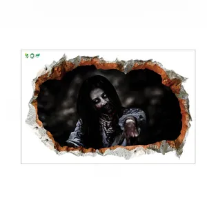 Detailed view of 3D Halloween ghost wall sticker with 38x60cm dimensions layout