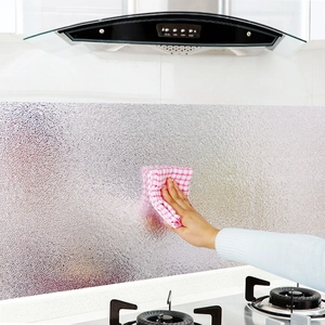Kitchen oil-proof aluminum foil wall sticker with orange peel texture for stove backsplash