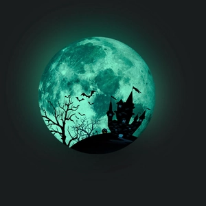 Halloween Luminous Moon Wall Sticker Glow In The Dark Castle Bat Pumpkin Pattern PVC Self Adhesive Decal For Party Home Decor