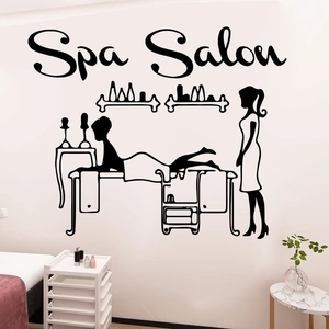 Adhesivo de pared de PVC negro minimalista con silueta de spa para decoración de pared