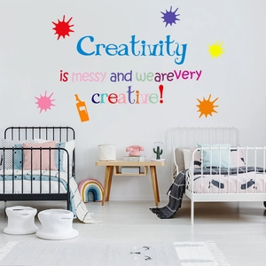Colorful Creativity Is Messy wall sticker for kids room decoration with paint splashes