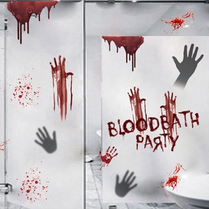 Halloween Horror Blood Handprints Bloodbath Party Wall Sticker PVC Bloody Splatter Window Decals For Haunted House Decoration