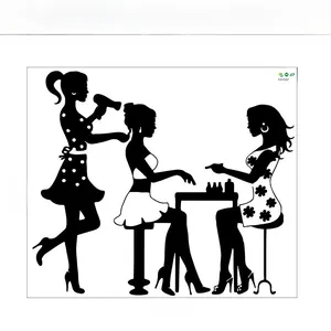 Layout diagram for hair and nail salon wall sticker with dimensions 60cm x 68cm