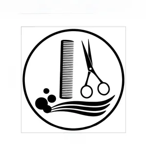 Detail view of Hair Salon wall decal featuring scissors and comb design, size 57cm x 57cm