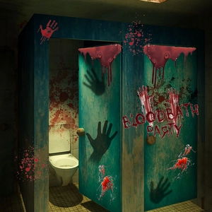 Halloween bloodbath party wall stickers with bloody handprints and splatters decor