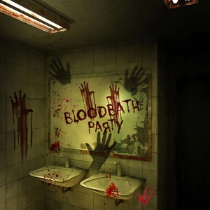 Halloween bloodbath party wall sticker with bloody handprints for spooky decor