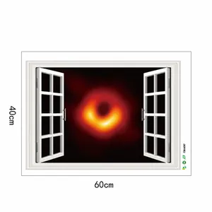 Macro view of a 3D space black hole wall sticker layout measuring 60cm by 40cm