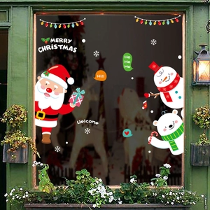 Weihnachtsfensteraufkleber mit Weihnachtsmann, Eisbär und Schneemann für Glasdekoration