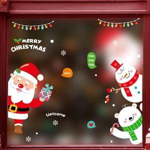 Weihnachtsaufkleber mit Weihnachtsmann, Schneemann und Eisbär für Fensterdeko