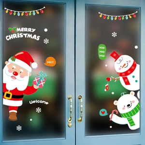 Weihnachtsfensterbilder mit Weihnachtsmann, Schneemann und Eisbär auf Milchglas