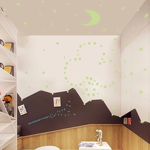 Luminous moon and star dots wall stickers set featuring alphabet and numbers for kids room