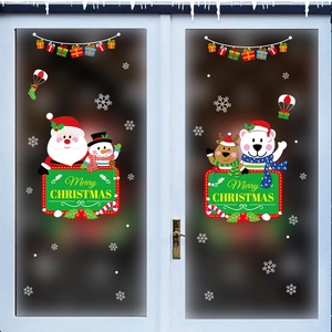 Christmas window stickers featuring Santa, reindeer and snowman for glass decoration