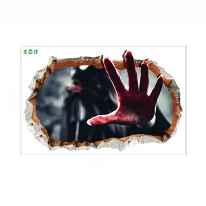 Mise en page détaillée 40x60cm du sticker mural 3D Halloween avec main ensanglantée