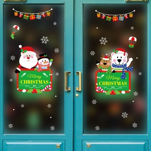 Christmas window stickers set with Santa, reindeer and snowman for festive glass decoration