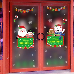 Christmas window stickers with Santa, Snowman, and Reindeer icons for glass door decor