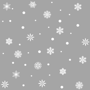 Detailed pattern of white snowflakes and dots on light grey electrostatic stickers