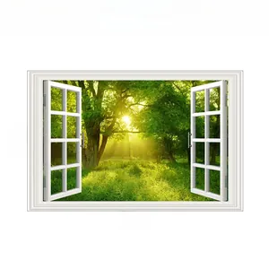 3D forest landscape wall sticker with window frame effect measuring 86cm by 56cm size