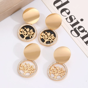 Elegante set di gioielli Albero della Vita con madreperla bianca e nera e cristalli