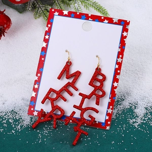 Orecchini di Natale Merry e Bright con glitter rossi e ganci dorati eleganti
