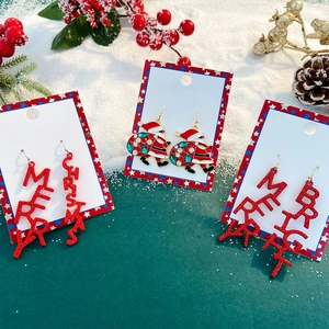 Festivi Orecchini a Pendolo Natalizi Rossi con Scritta Merry Christmas Babbo Natale Strass Orecchini per Festa di Vacanza Gioielli da Donna