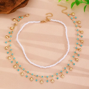 Set de colliers en perles bohème avec breloques cœur coquillage et cristaux