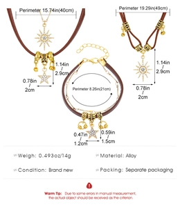 Detailed dimension chart for punk cross choker set showing necklace length and alloy charms