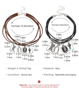 Größentabelle mit Maßen für die Westernkette und das Armband mit Anhängerdetails