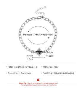 Details van hiphop kruisarmband met 19+6cm lengte en 3,1g zwaar legeringsmateriaal